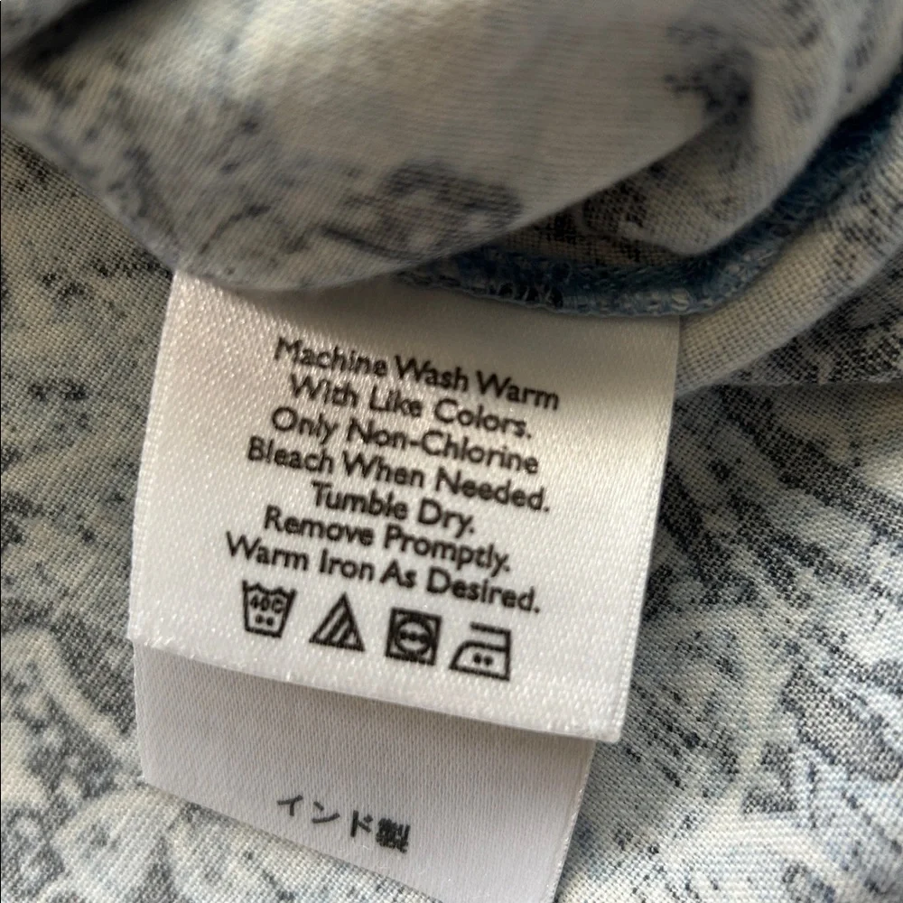 Eddie Bauer 70’s/y2k men’s cotton linen blend blue Paisley half button Size LT‌ - Picture 9 of 9